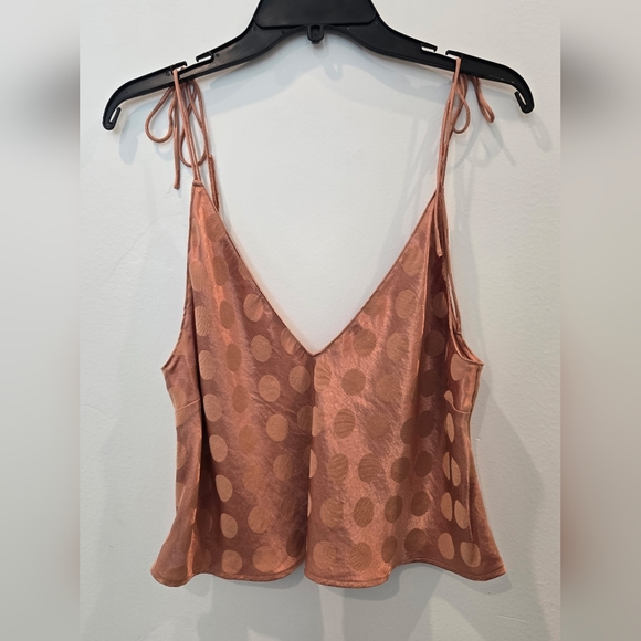 Victoria's Secret polka dot satin cami top with tie straps in a copper color. Si - Picture 2 of 6